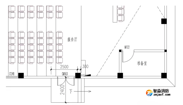 中小学校工程实例：人员密集的场所紧靠门口内外各1.40m范围内不应设置踏步