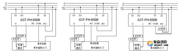 GST-FH-8308防火门监控模块接线示意图