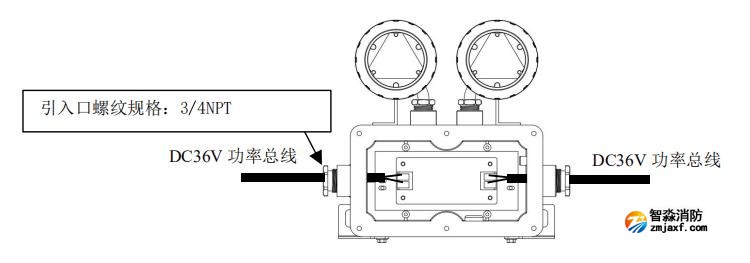 J-ZFJC-E3W-16B2-Ex防爆集电集控型半岛(中国)应急照明灯具接线及安装说明