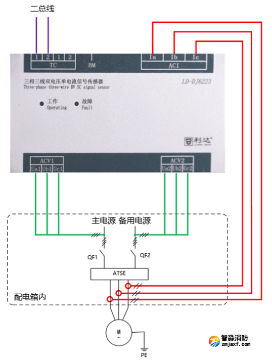 LD-DJ6223三相三线双电压单电流信号传感器接线图