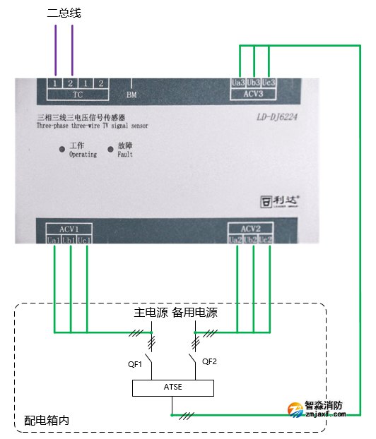 LD-DJ6224三相三线三电压信号传感器接线图