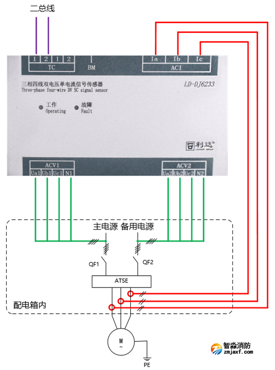 LD-DJ6233三相四线双电压单电流信号传感器接线图