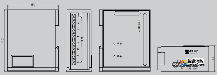 LDT9004EN组合式电气火灾监控探测器尺寸