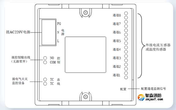 LDT9008EN组合式电气火灾监控探测器接线图