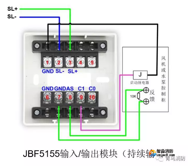 JBF5155输入/输出模块持续输出接线图