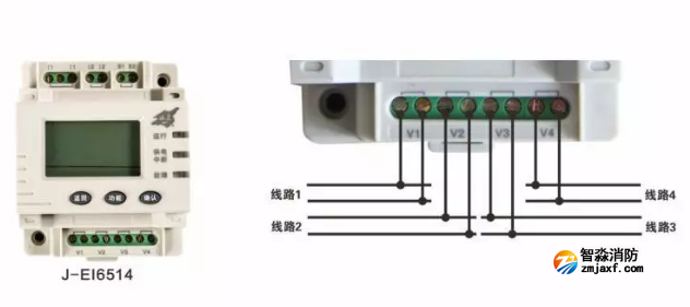 J-EI6514四路单相交流电压传感器接线图