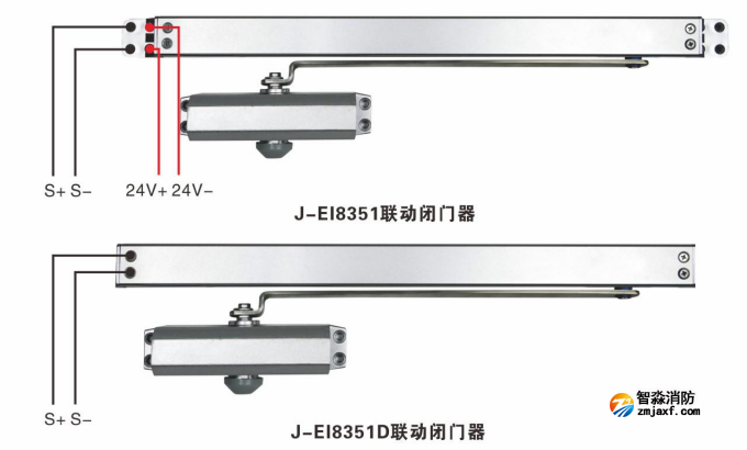 J-EI8351、J-EI8351D一体式联动闭门器接线图